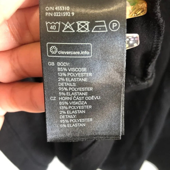 H&M Black Sheer Sleeve Dress  Sz L - Picture 7 of 12